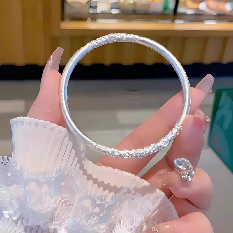 Bowl S999 Fine Silver Bangles Unisex-3