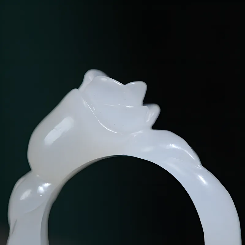 Jade Charm Yao Hetian Jade Rings White Jade/Pale Greenish White Jade Women's-1