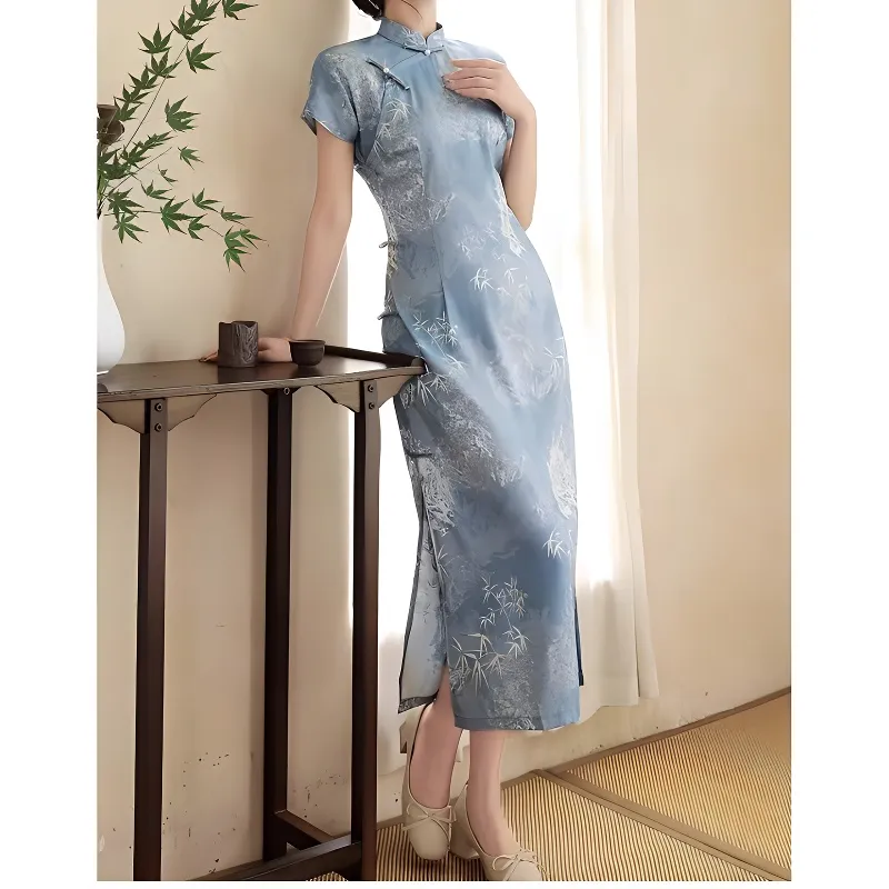 Mu Xiao Xin Cheongsams Women's Blue-3