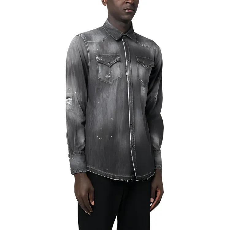 DSQUARED 2 Bleach wash Long sleeve Shirt-4