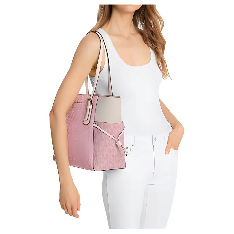 MICHAEL KORS Voyager Canvas Tote Bag, Shopping Bag, Handbag, Shoulder Bag Tubas Women's Pink & White-2
