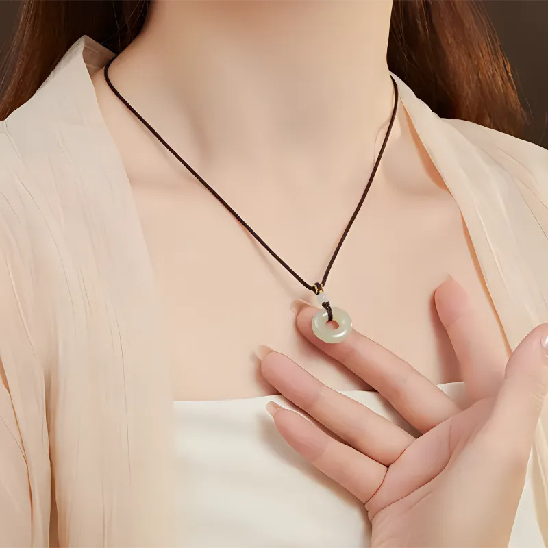 MUSHIFEN Hetian Jade Necklaces Pale Greenish White Jade Unisex-1