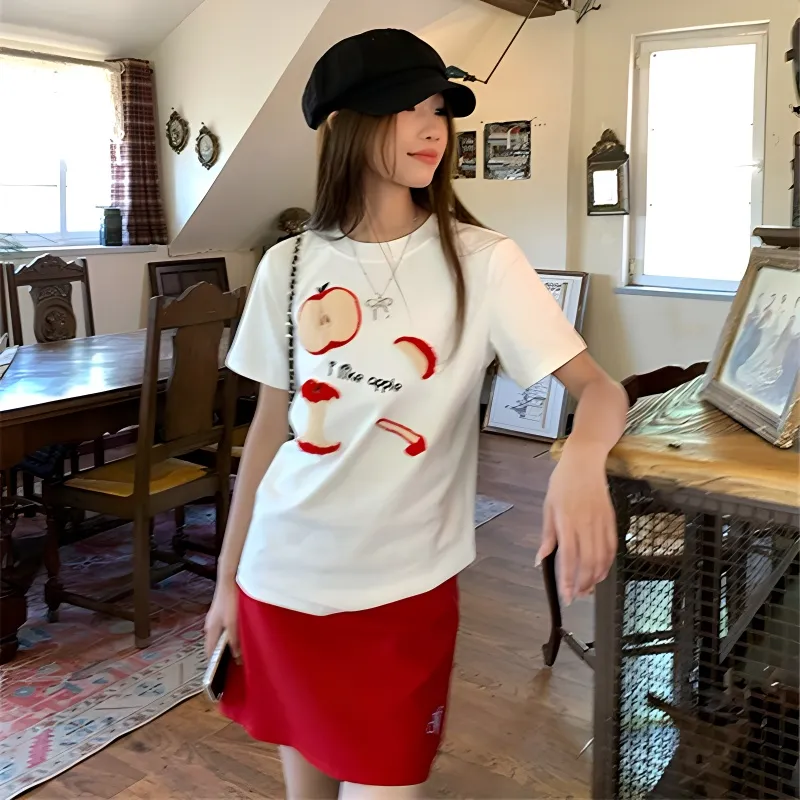 TIBINB Regular T Shirt Women's White-3