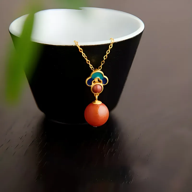 Seven Little Craftsmen South Red Agate Necklaces Women's-4