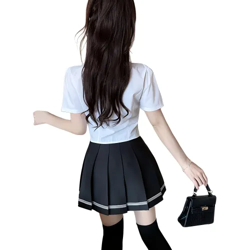 Garbege Uniforms Women's White Shirt Black Dress Clothing Set