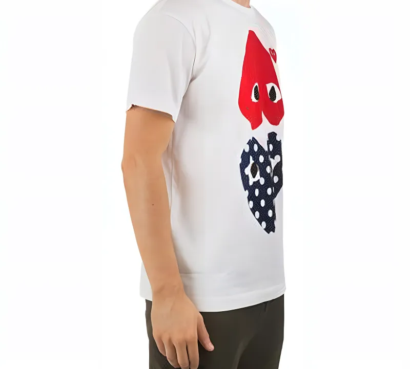 Comme Des Garcons Play Polka Dot With Upside Down Heart T shirt-3