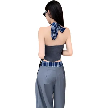 Garbege Casual Suits Women's Gray Tank Top Pants Clothing Sets