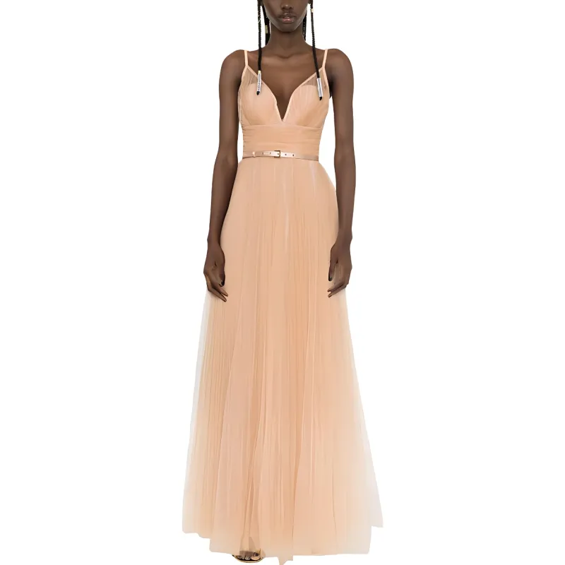 Elisabetta Franchi V-Neck Belted Maxi Dress-3