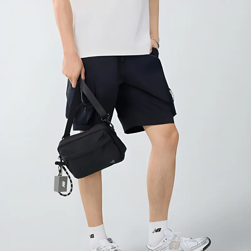 New Balance Fabric Crossbody Bag, Shoulder Bag Unisex Black-4