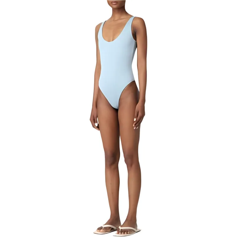 FENDI Jacquard Ff Motif One Piece Swimsuit Light Blue-3
