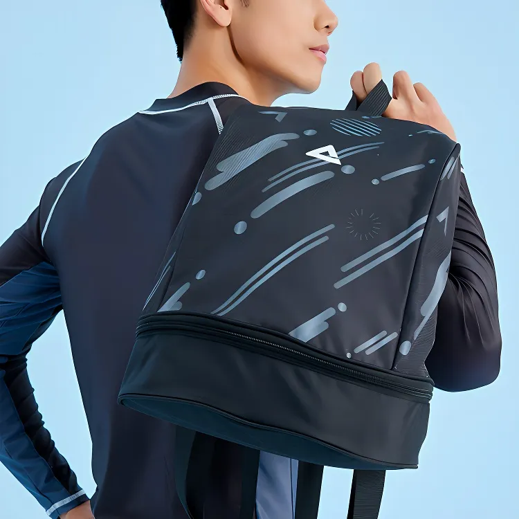 PEAK Polyester EVA Double Shoulder Swim Bag Unisex Black/White-1