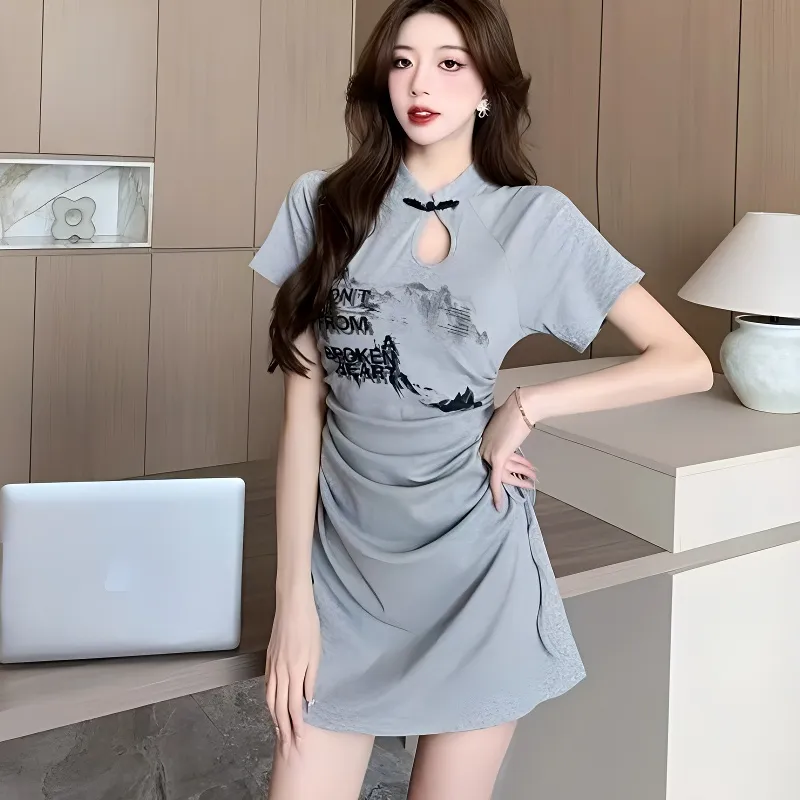 OYANXI Short Sleeved Dress Women's-4