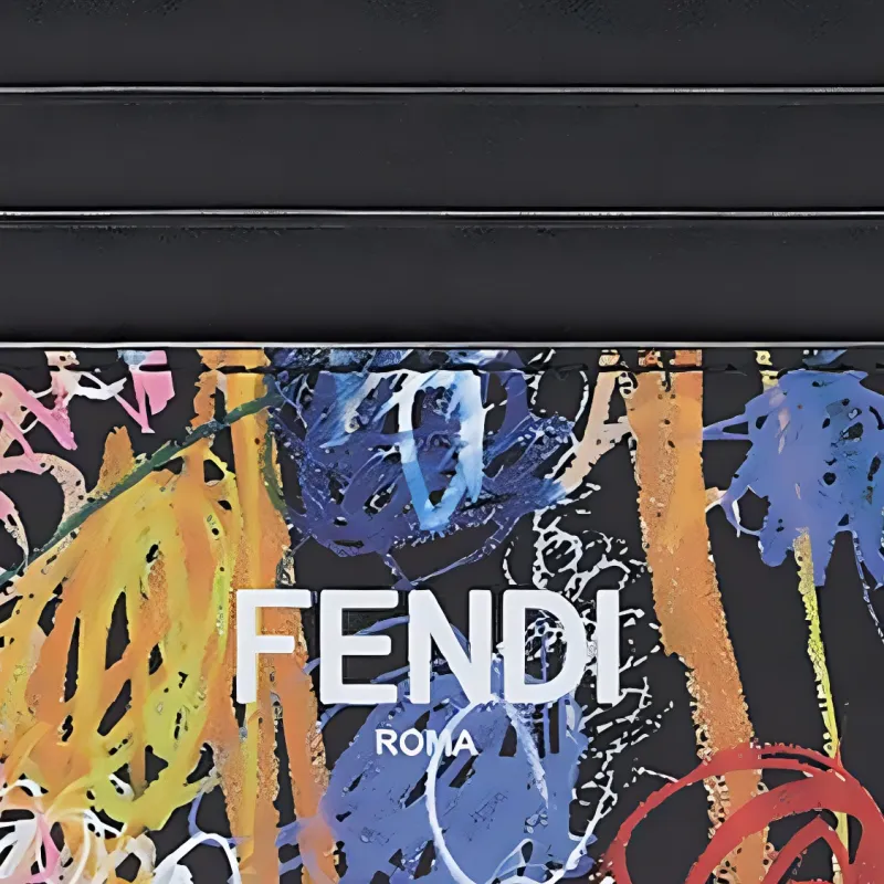 FENDI Calfskin Card Holder Card Holder Men's Black/Multicolor-3