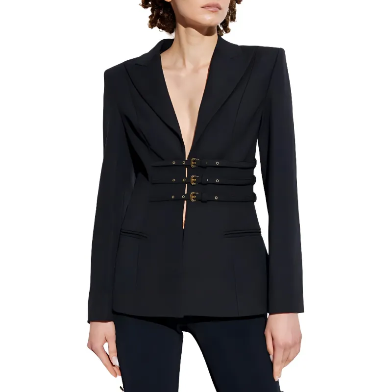 VERSACE JEANS COUTURE Buckled Long Sleeve Blazer-2