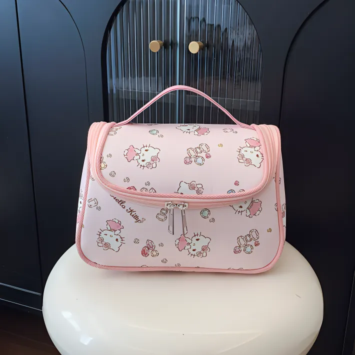 Sanrio Hello Kitty Canvas Makeup Bag Women's Pink-2