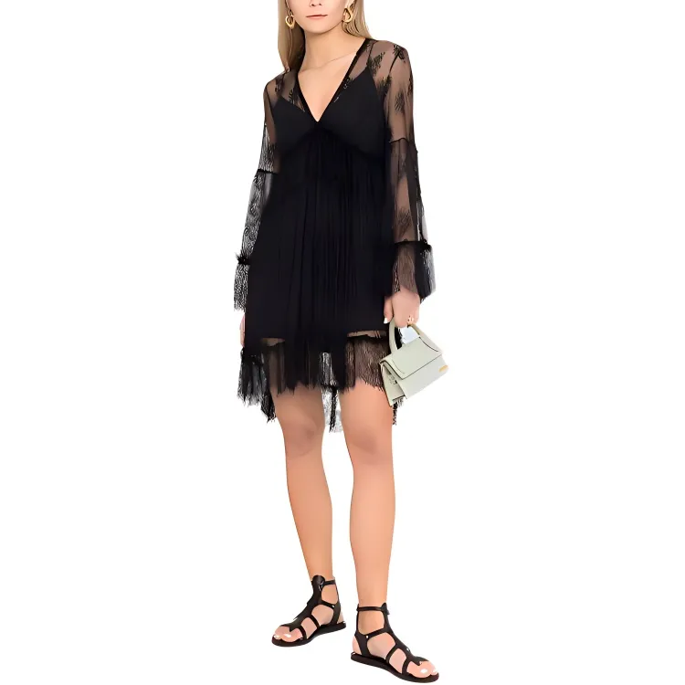 PINKO Long Sleeved Dresses Women's Black-1
