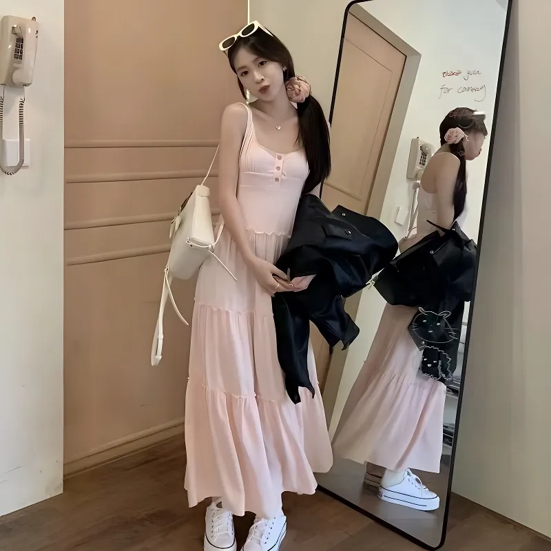 ORIASTAR Slip Dresses Women's Pink-7