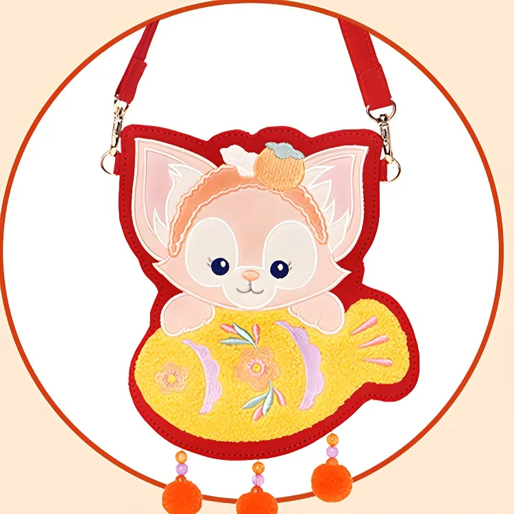 Disney 2025 Spring Festival Duffy And Friends Cotton Fabric Shoulder Bag, Crossbody Bag Women's Multicolor-3