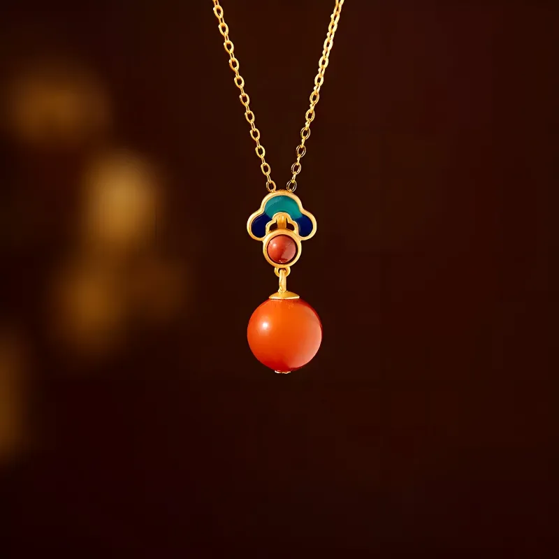 Seven Little Craftsmen South Red Agate Necklaces Women's-2
