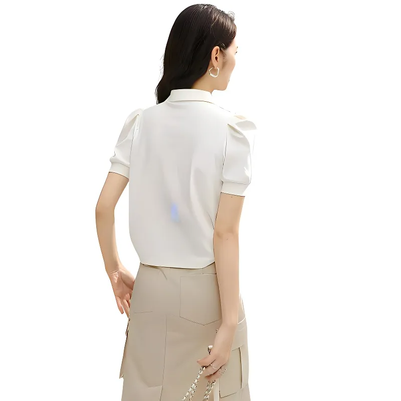 Late White Puff Sleeve T Shirt Women's-3