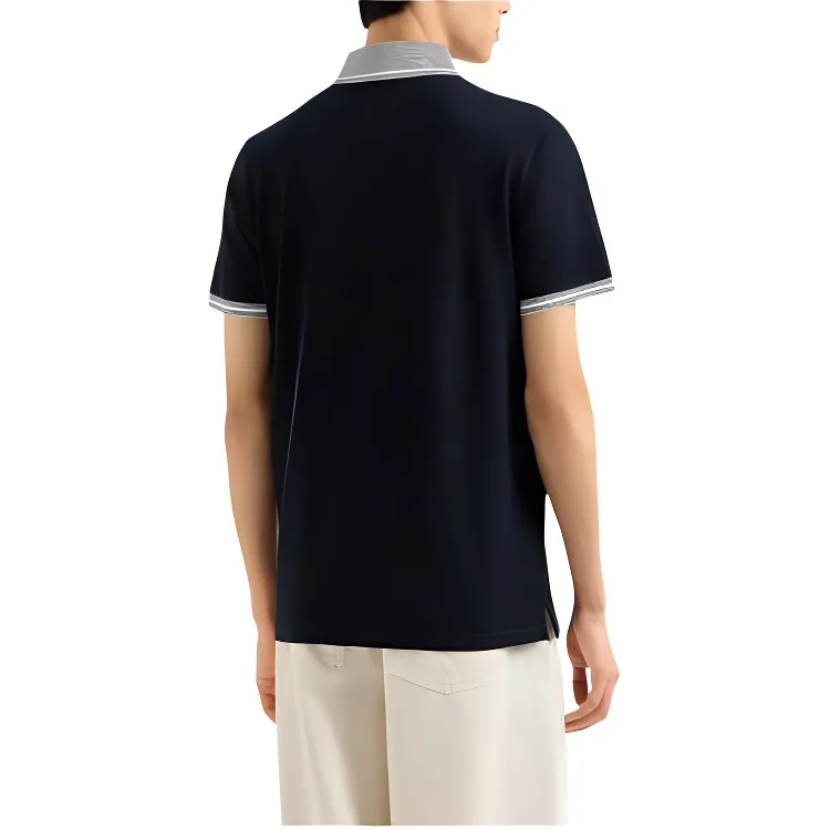 EMPORIO ARMANI Piqué Polo Shirt With Piped Collar-3