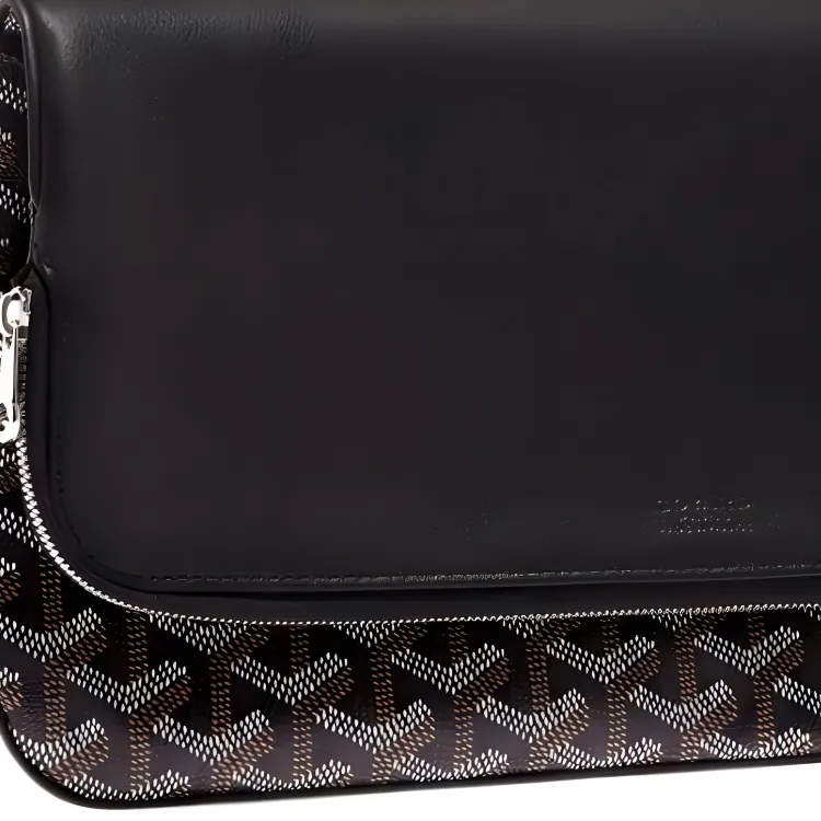 GOYARD Sainte-Marie Canvas With Leather Clutch Medium Size Unisex Black-4