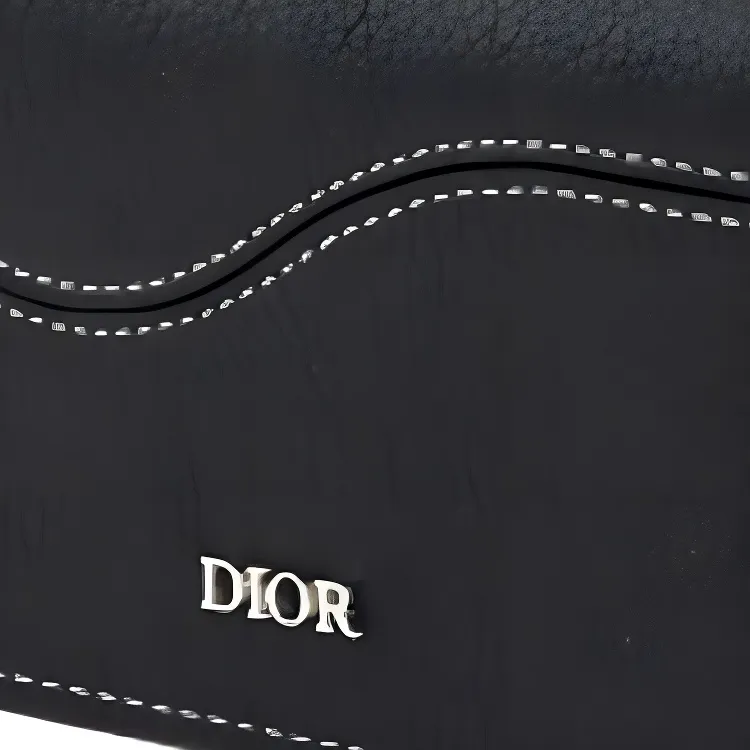 DIOR Saddle Grained Cow Leather Wallet Men's Black-2