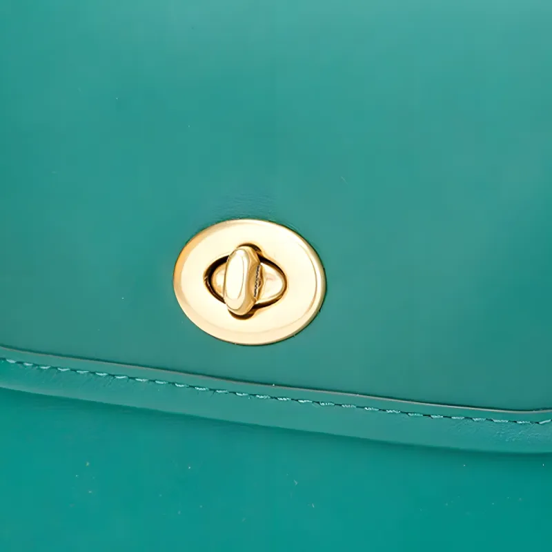 COACH Turnlock Cow Leather Crossbody Bag, Shoulder Bag Trumpets Women's Green-4