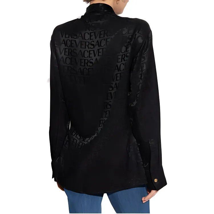 VERSACE Embossed-Effect Button-Up Shirt-3