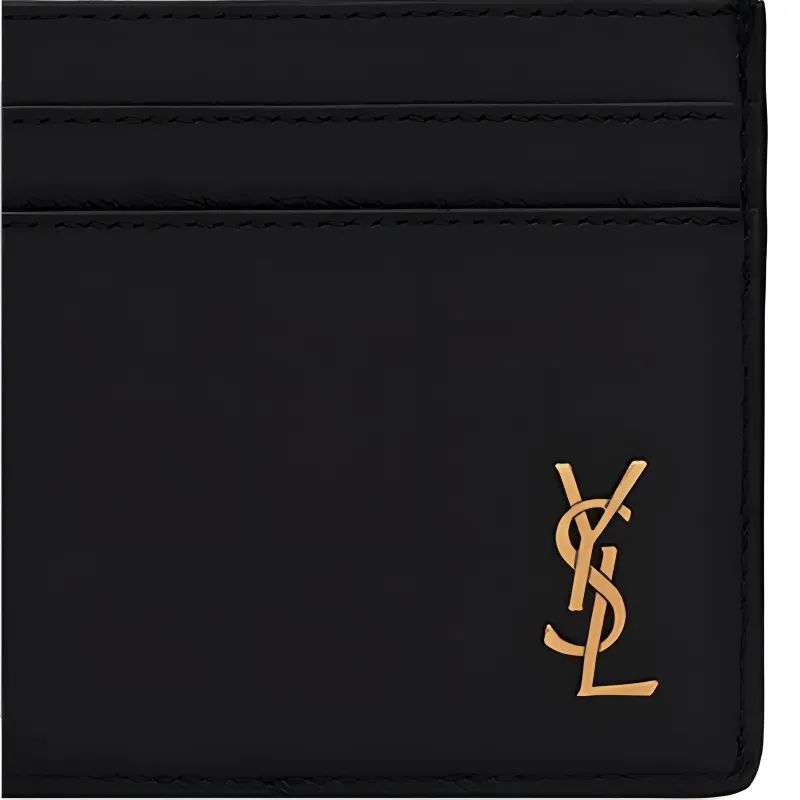 SAINT LAURENT Grain Cow Leather Card Holder Card Holder Regular Women's Black-3