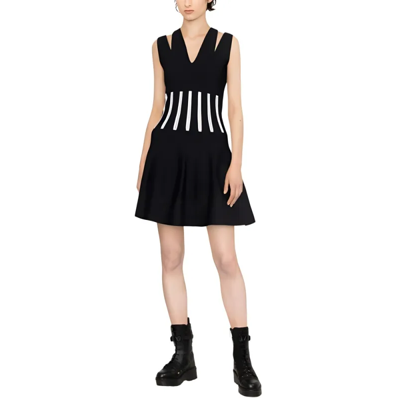 Alexander McQueen V Neck Cut Out Detailed Mini Dress-1