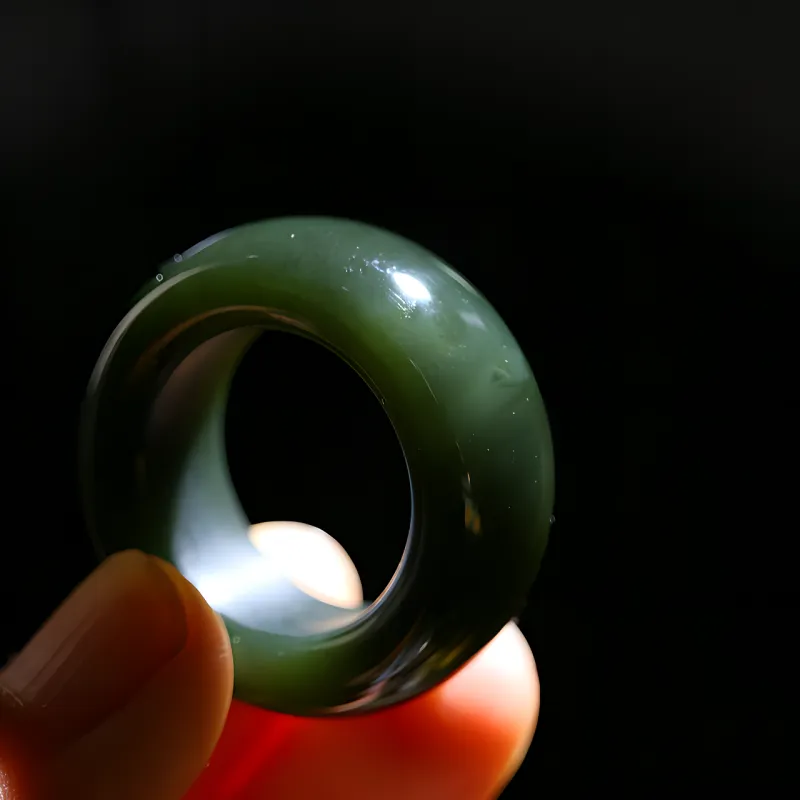 Jade Charm Yao Hetian Jade Rings Green Jade Unisex-5