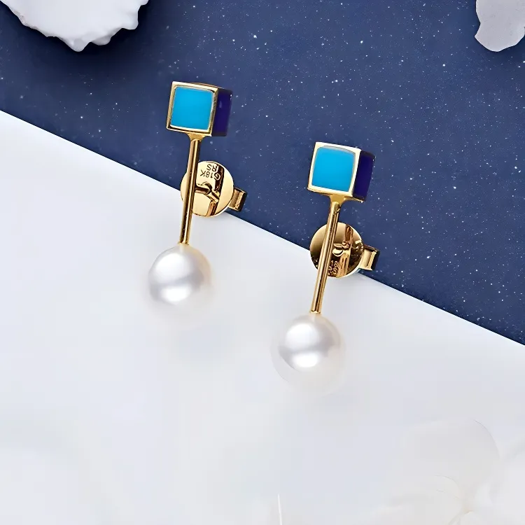 Andaozi Pearl Stud Earrings Women's-3
