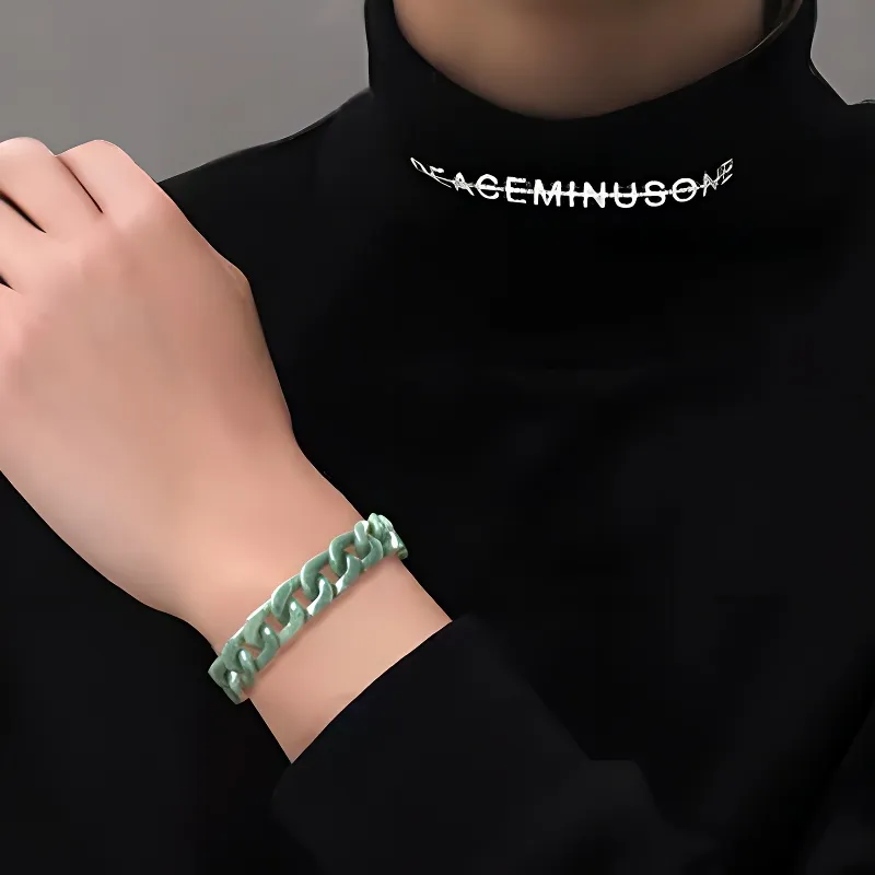 Qing Yi Bean Type Jadeite Bracelets Men's-3