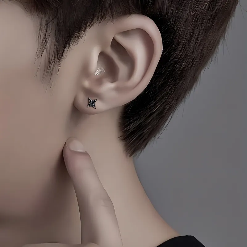 Danqin Rhinestone Stud Earrings Unisex-1