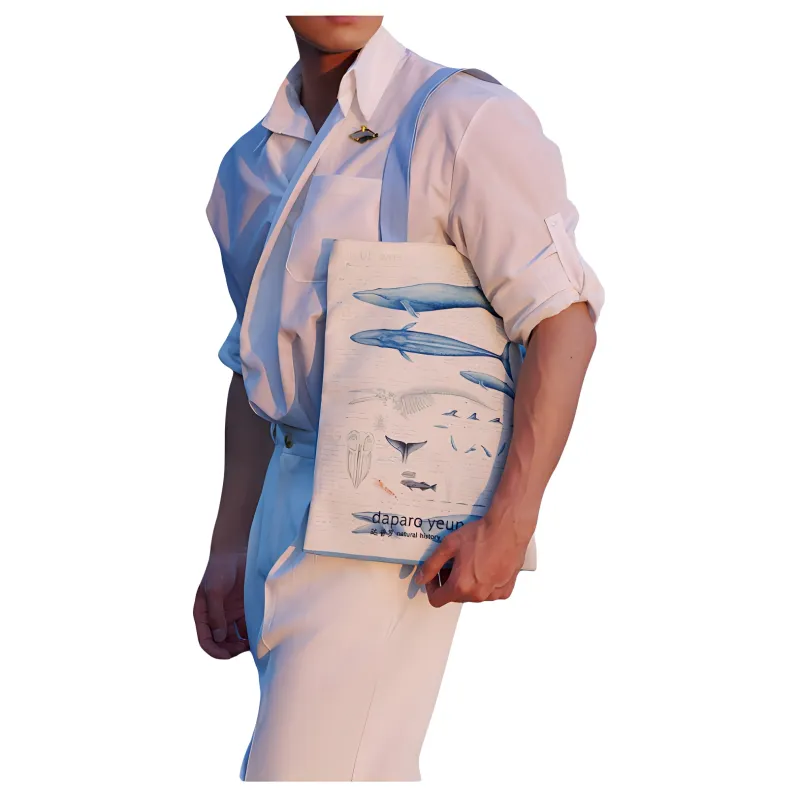 Daparo Yeung Polyester Fleece Shoulder Bag Regular Unisex Blue Whale-2
