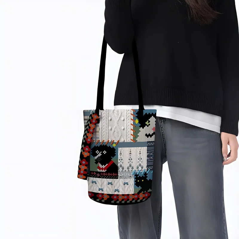 AOSONG Suede Technology Fabric Shoulder Bag Unisex Black/Blue/Gray-2