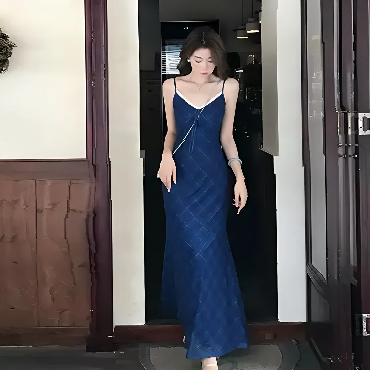 PAZZO Slip Dresses Women's Blue-2