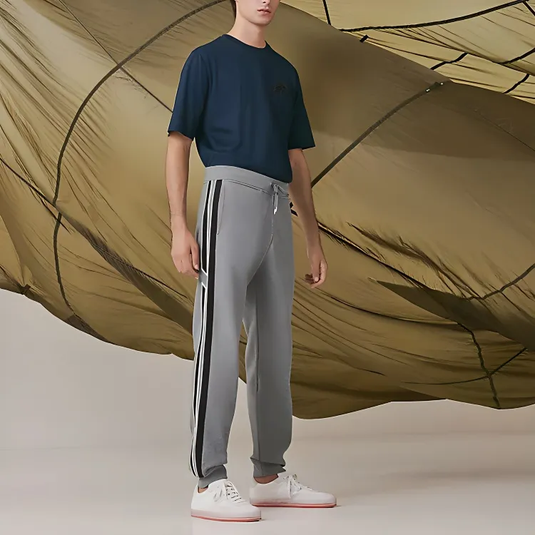 HERMES Knitted Sweatpants Men Gray-2