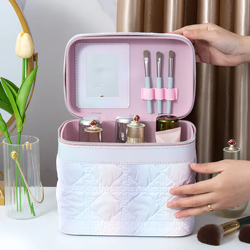 Future Maple Handbag Bucket Bag Large Capacity Rainbow Diamond Pattern Makeup Case Storage Box-3