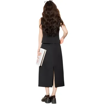 FAWENXIANGZI Skirt Set Women's Black