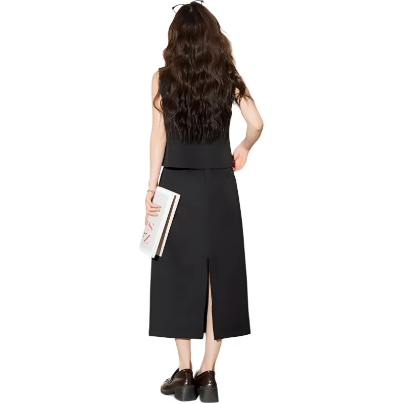FAWENXIANGZI Skirt Set Women's Black-0