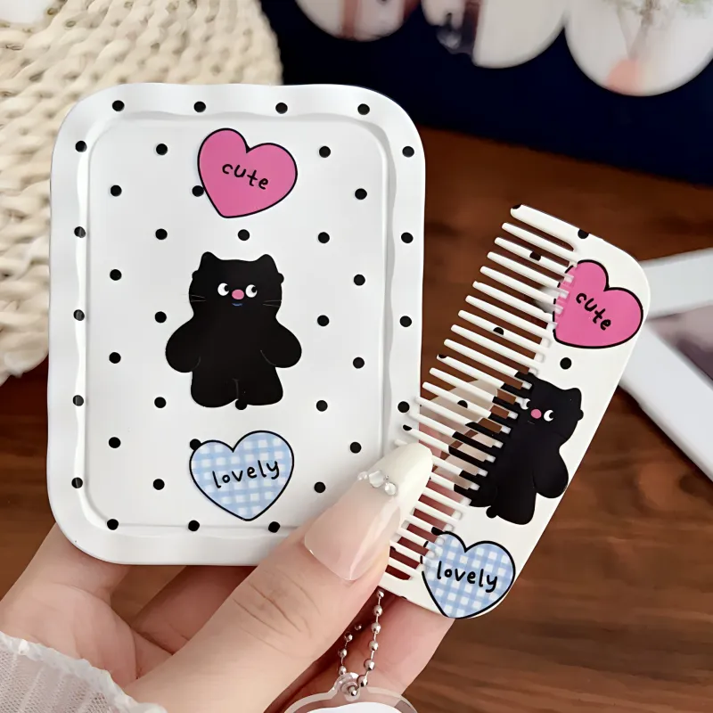 Love Of Wormwood Flap Mirror Portable Comb Set Make up Tools-1
