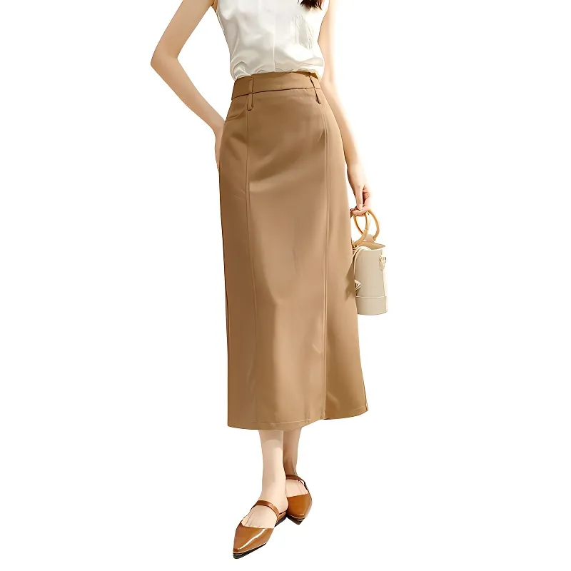 Late White Casual Long Skirt Women's-2