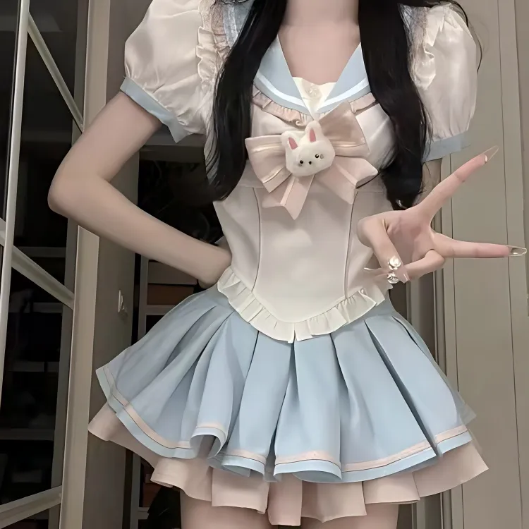 Mu Xiao Xin Two Piece Skirt Sets Women's-2