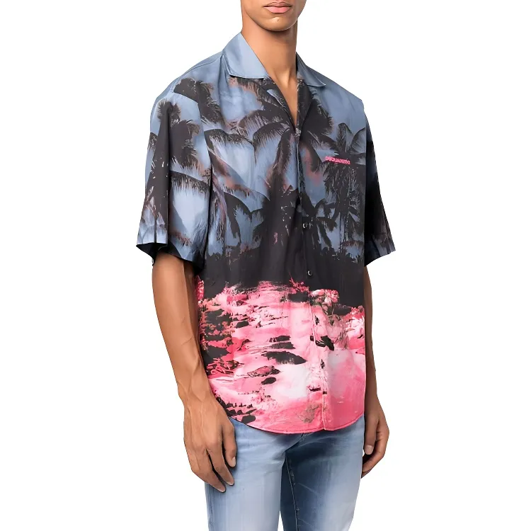 DSQUARED 2 Palm Tree Printed Buttoned Shirt-3