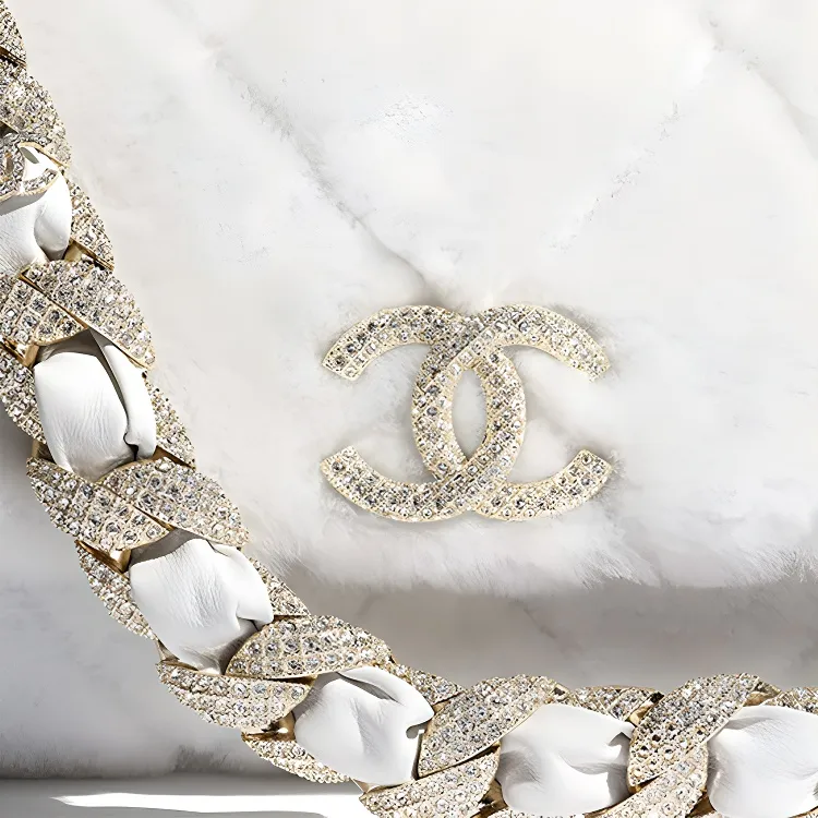 CHANEL Sheepskin Shoulder Bag Women's White-3