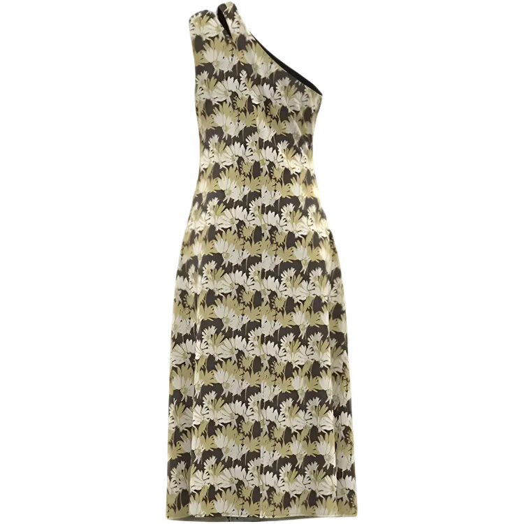 URBAN REVIVO Sleeveless Dress Women's Dark Brown Green Print-1