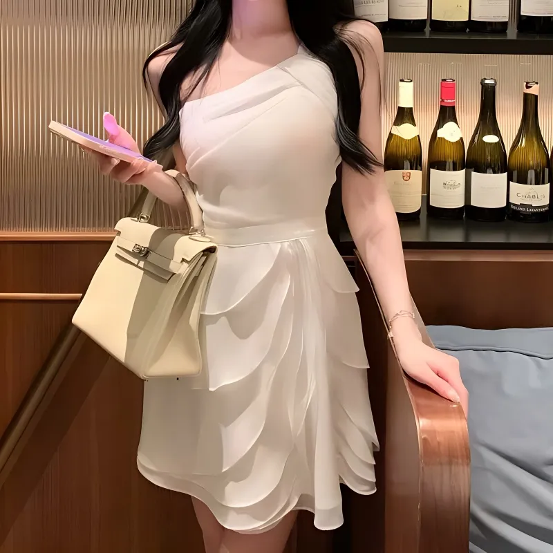 TURN UP Sleeveless Dress Women's White-2