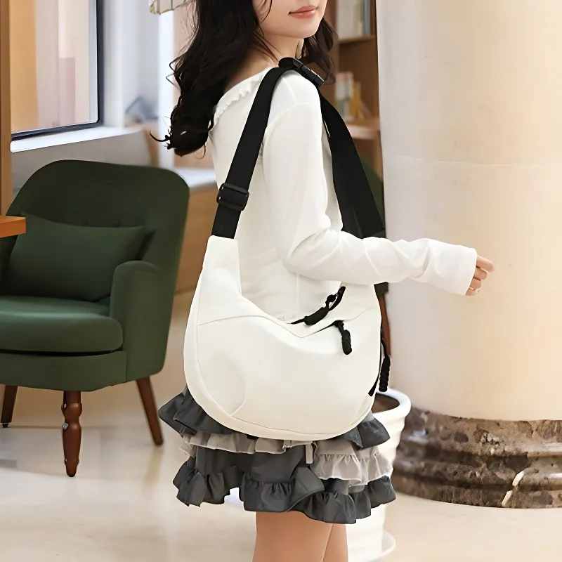 Techson Nylon Shoulder Bag Unisex Ivory-3